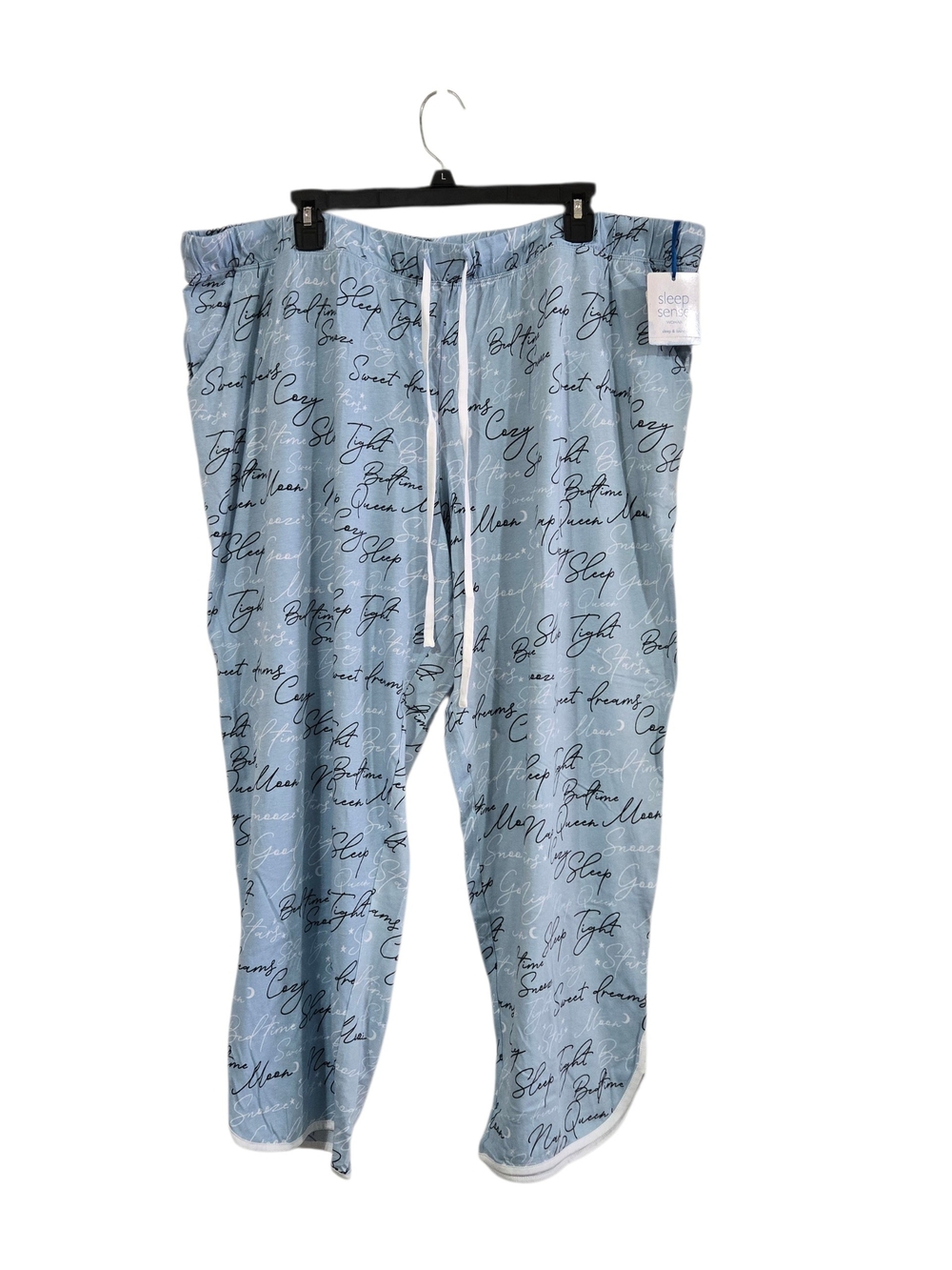 Sleep Sense Light Blue Script Print Pajama Pants 3X New